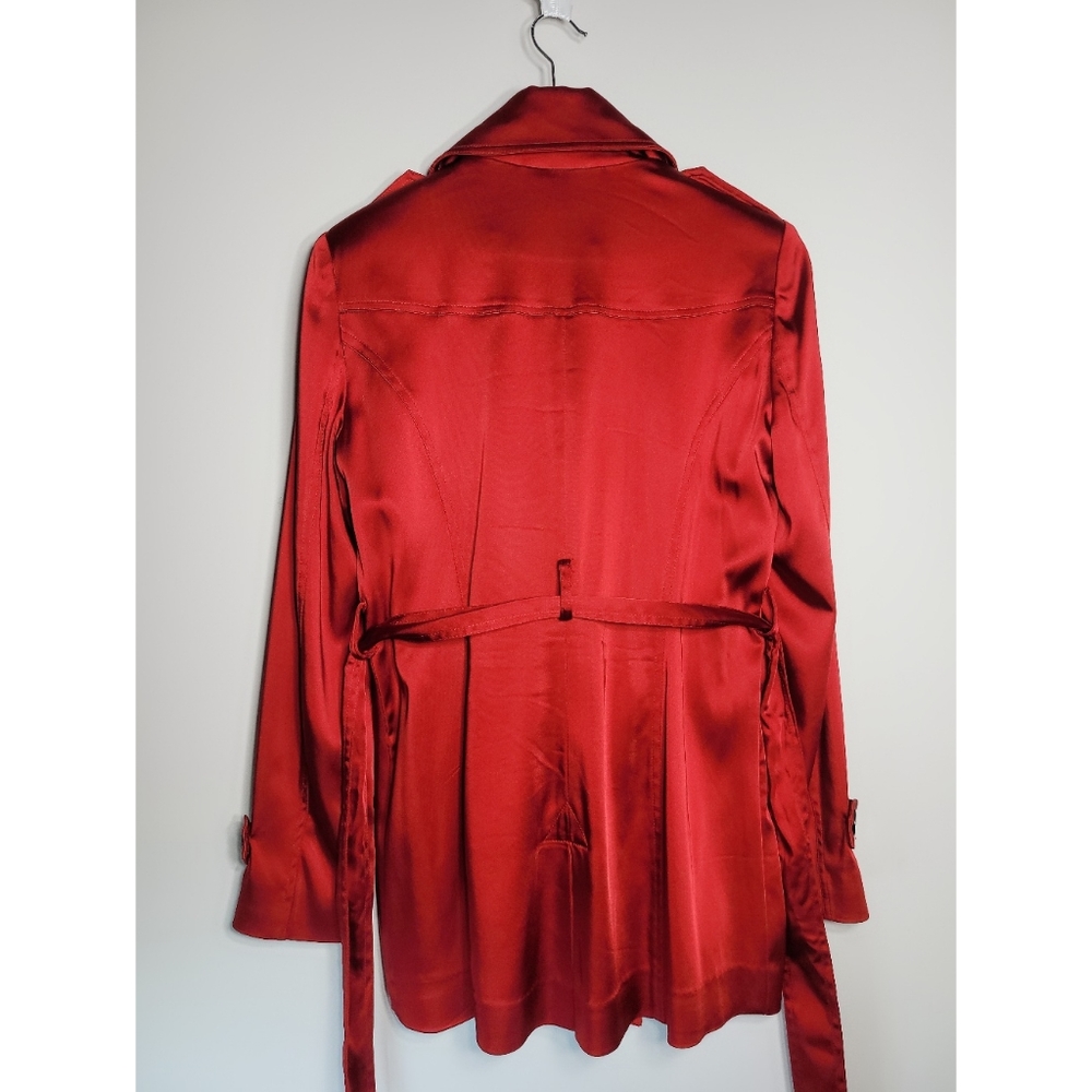 Cach Sliky Short Button Front Red Trench Coat Siz… - image 2